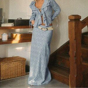 NAKD Blue Eyelet Maxi Skirt